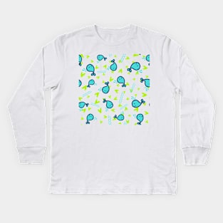 Whales - Doodle Kids Long Sleeve T-Shirt